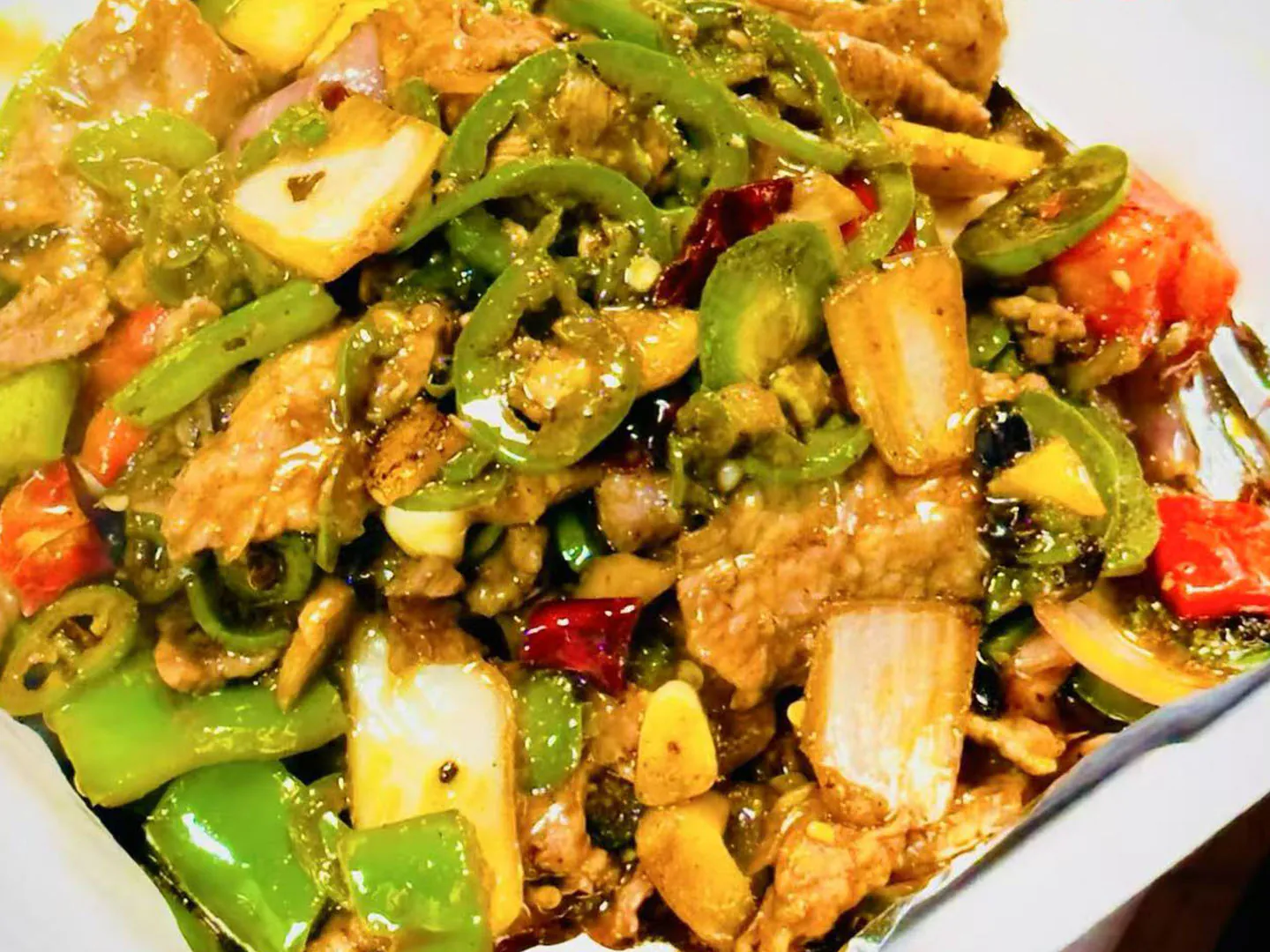 Savory shredded pork stir-fried with bell peppers at Xiao Ling's Noodles & Dumplings, a Chinese Restaurant in The Colony